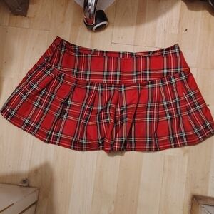 Red Plaid Micro Mini Skirt